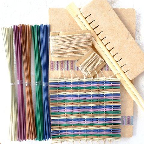 い草手織りコースター作り体験キット（早島の夜/青系5色セット）