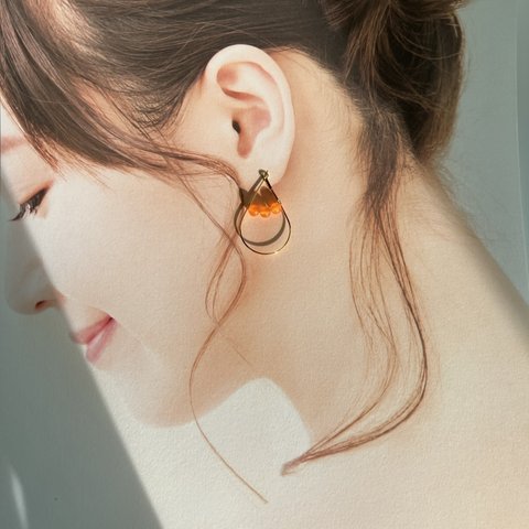 大人しずくピアス (orange)