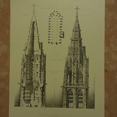 フランス 教会の修復の建築パースです。A3サイズ   F-7