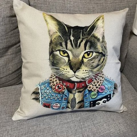 クッションカバー 猫 おしゃれ 北欧 45×45cm モダンクッション かわいい 面白い 猫雑貨 動物柄 デザイン リネン製 車用 インテリア 飾り 結婚祝い プレゼント 座布団カバー ざぶとんカバー