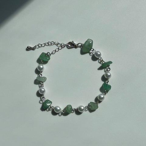 【30%off】 green stone perl bracelet / グリーン ストーン パール ブレスレット