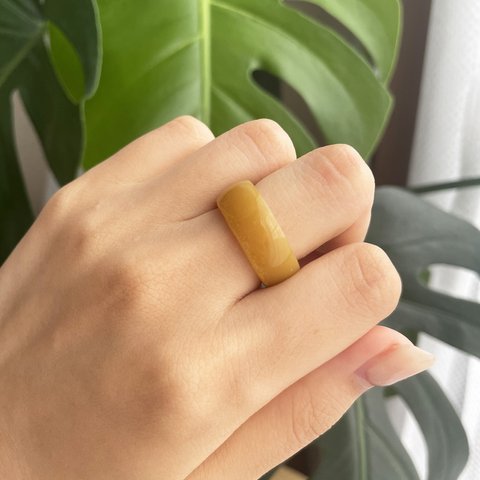 秋色　オレンジ　デザインリング　指輪　約14〜15号