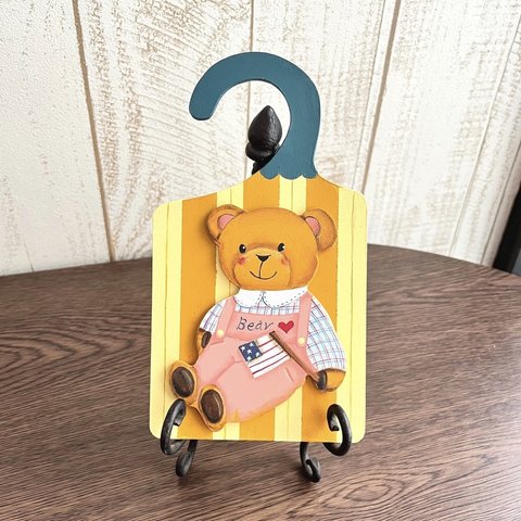 【送料込み】トールペイント にっこりクマさんのドアノブプレート