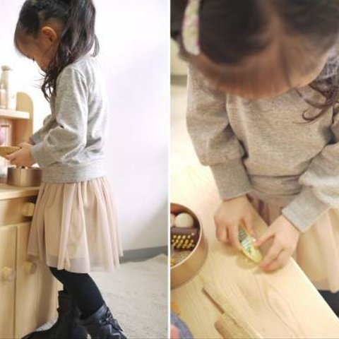 ♥子供用つぼみスリーブカットソーの型紙♥ 子供服　Tシャツ　パターン　女の子　全サイズ記載　ニット