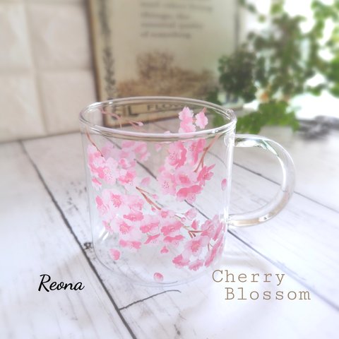 桜 さくら 耐熱ガラスマグカップ