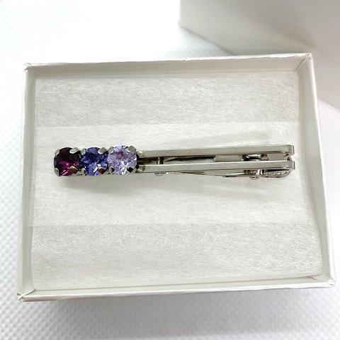 OPEN記念 SWAROVSKI ネクタイピン 紫系💜グラデーション オープン記念 全国送料無料 スワロフスキー