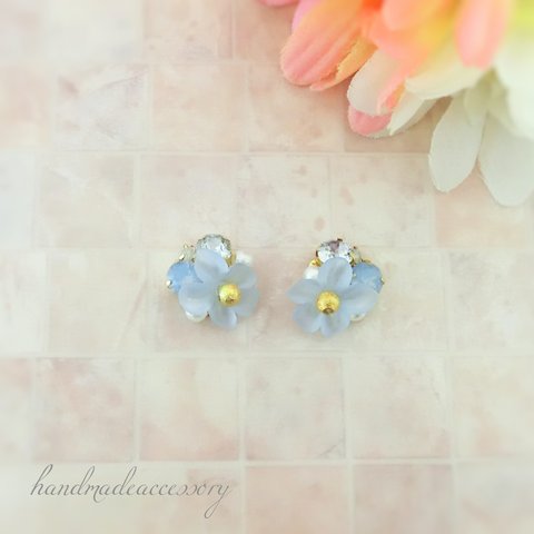 シンデレラ ♡ お花のビジューピアス スワロフスキー