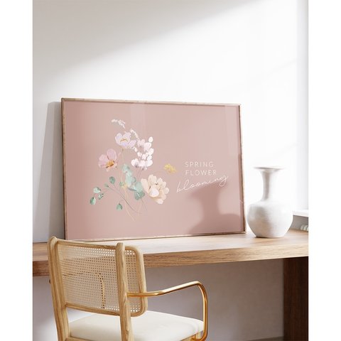 春の花束のポスター / i1682 /  ベージュや淡いピンクの花束　インテリアポスター