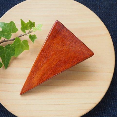 花梨の幅広三角ヘアクリップ（カリン01）8.0cm×5.0cm