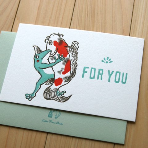 活版印刷カード　カエルからのプレゼント