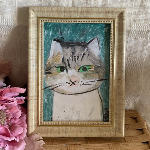 絵画。原画手描【かわいい猫ですね】01