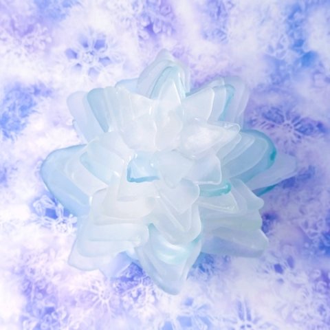 【オーダー】シーグラスのお花のランプシェード ホワイト＆ライトブルー 蓮葉氷（はすはごおり）ギフトラッピング対応【海灯花】