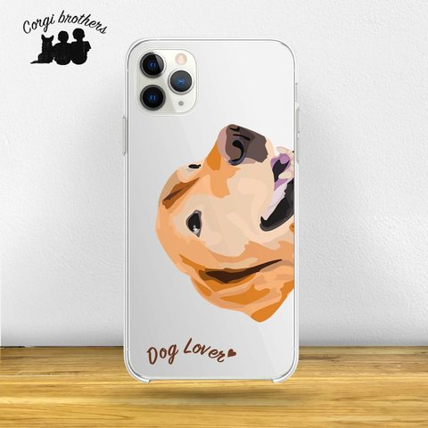 【 ゴールデンレトリバー 毛色1色 横向きデザイン】スマホケース　クリアソフトケース　うちの子　犬　 iPhone & Android