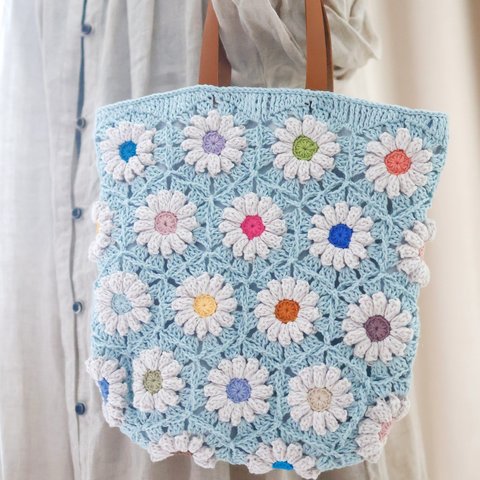 トートバッグ *Honeycomb Daisy* light blue