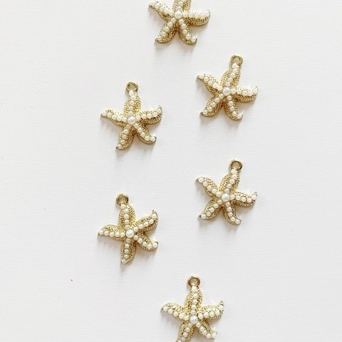 【4pcs gold #2-25】smallパールヒトデパーツ