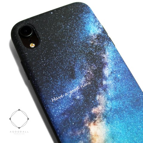 iphoneXRケース / iphoneXRカバー　軽量レザーケース　アイフォンXRカバー（天の川×ブラック）夜空　星空　星柄 iphoneXR　アイフォンケース iphoneケース　耐衝撃