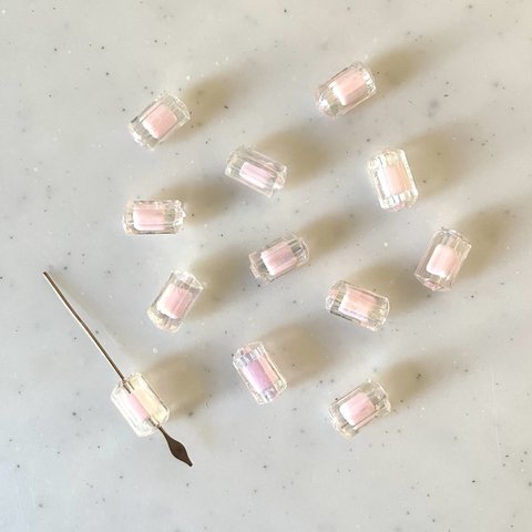 Clear Pink Cylinder Beads