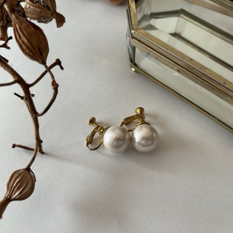 :cottonperl earring: コットンパール 大粒パール およばれ 結婚式