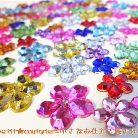 【送料無料】　No.1032　キラキラ　アクリル花　12mm・18mm　MIX ４０個セット　クリア