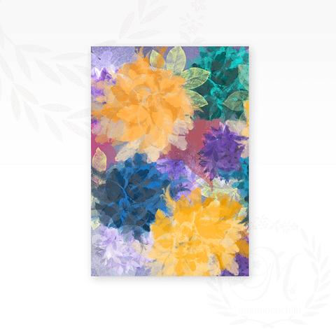 黄色と青い花のポストカード