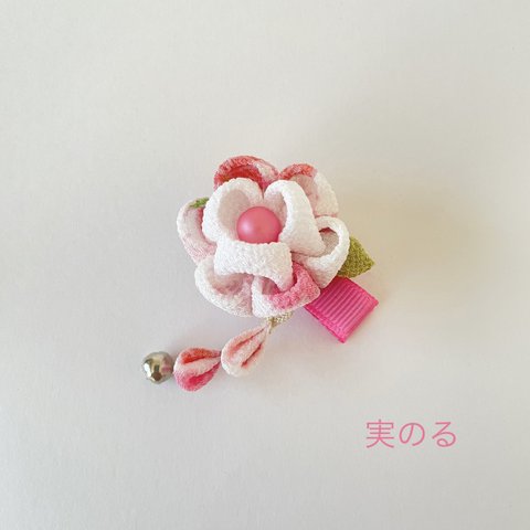 新作♪初節句に♪桃の花ベビークリップ（藤下がり付き）赤ちゃん髪飾り＊着物 袴 浴衣 和装＊お正月 ひな祭り お食い初め　100日参り〈つまみ細工〉