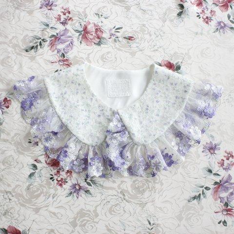 付け襟／floral lace collar（ivory×violet）