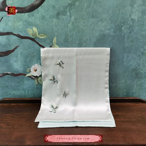 プレミアムファインナチュラル蘇州シルクスカーフ100％手縫い中国刺繡アート #103