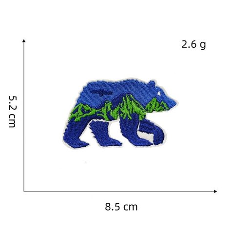 熊 クマ キャンプ 山 ワッペン アップリケ アイロン対応 モチーフ 1枚