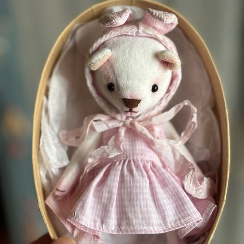 ピンク　テディベア　オリジナル　ぬいぐるみ　ハンドメイド  handmadeドール　人形の友達　撮影道具 飾り　ミニチュア