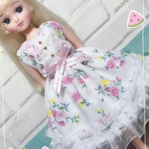 リカちゃん服ワンピース　〜ピュアバイオレット(ピンク)〜