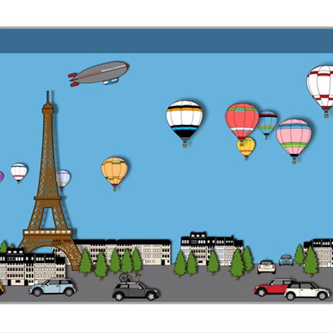 MINI アートイラスト ポスター PARIS　A4サイズ