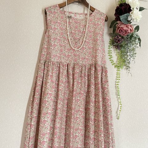 ナチュラル💠ノースリーブ切替ワンピース👗木の実