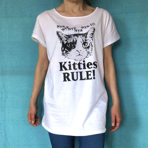 Kitties RULE! ドルマンTシャツ(モノクロ)