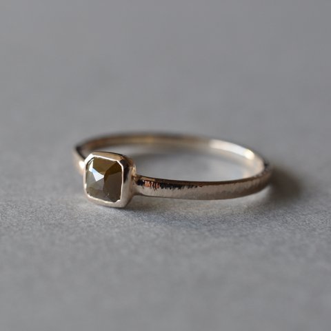 【K10】Natural Diamond ring khaki　ナチュラルダイヤモンド リング