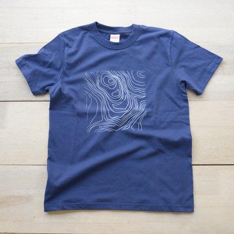 等高線柄 山Tシャツ（コットン）インディゴネイビー