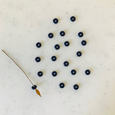 Vintage Navy Blue Tiny Donut Beads 