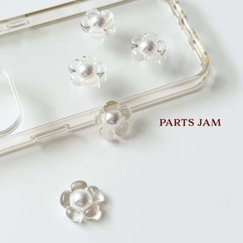 6pcs)416a）アクリルカボション 5弁花 フラワー クリア (059)