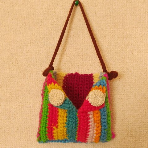 シマシマフクロウ編み袋