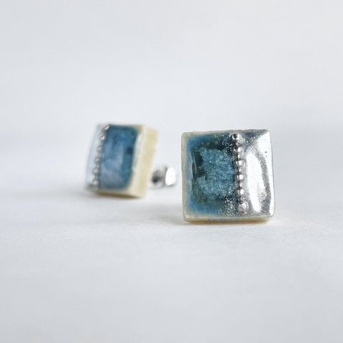 “海の結晶“シルバー 美濃焼イヤリング/ピアス