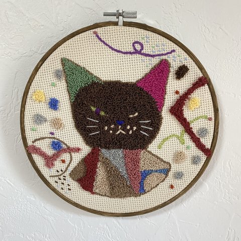 刺繍枠19.5cm 「黒猫」