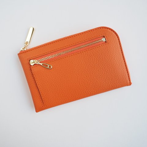 薄くて軽いコンパクトな財布 10枚カードポケット　シュリンクオレンジ　スクイーズ