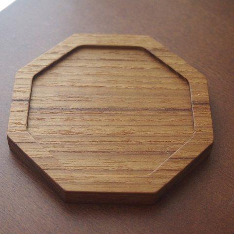 無垢材　チーク　八角形　コースター　木製　一枚