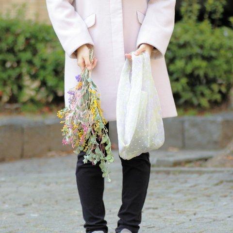 シルクオーガンジーの桜ハンドバッグ　巾着付き