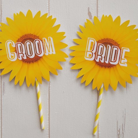 選べる紙厚◆フォトプロップス♪ ひまわりのGROOM&BRIDEセット