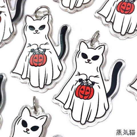 ハロウィン猫お化けAチャーム 2個【ハロウィン猫かぼちゃパーツ】