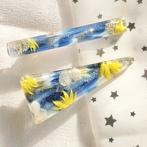 星空flowerヘアクリップセット