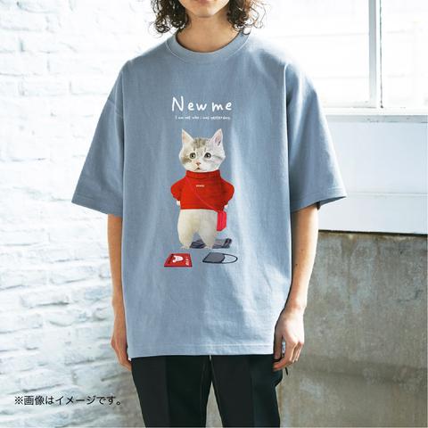 厚みのあるBIGシルエットTシャツ「NEW ME」  /送料無料