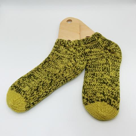 ◆毛糸で編んだ靴下◆　23～24cm　山吹色Mix　no.004