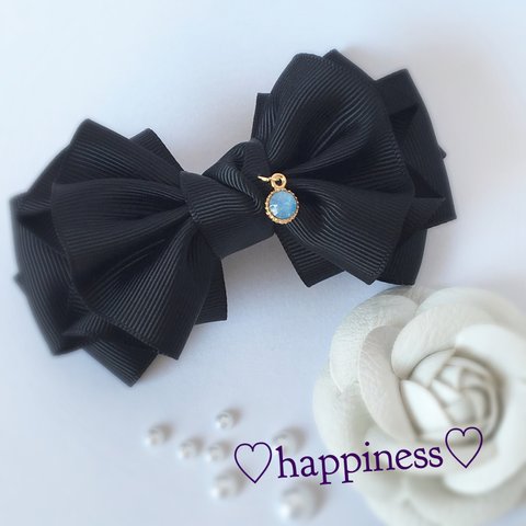 ♡happy dress ribbon♡バレッタ♡ブラック♡再販8