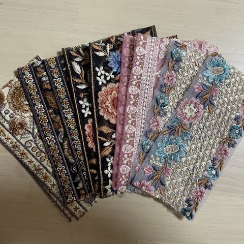 インド刺繍リボン アソートパック 10本 10cm~15cm (太幅)